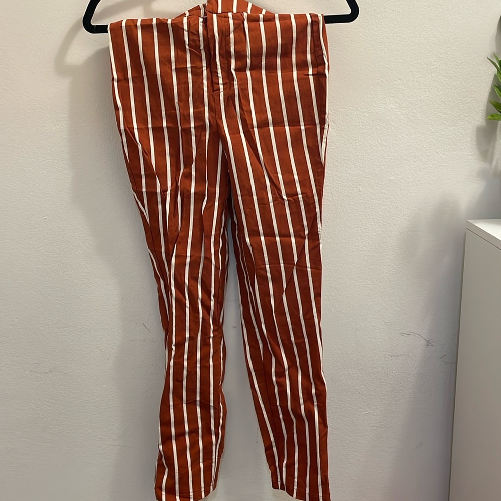 Forever 21 dress pants with orange and white stripes